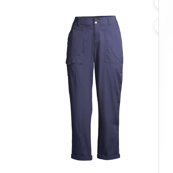 Time and Tru Pants - Time and Tru NEW Women's Cargo High Rise Relaxed Capri Pants - Blue - Size 16